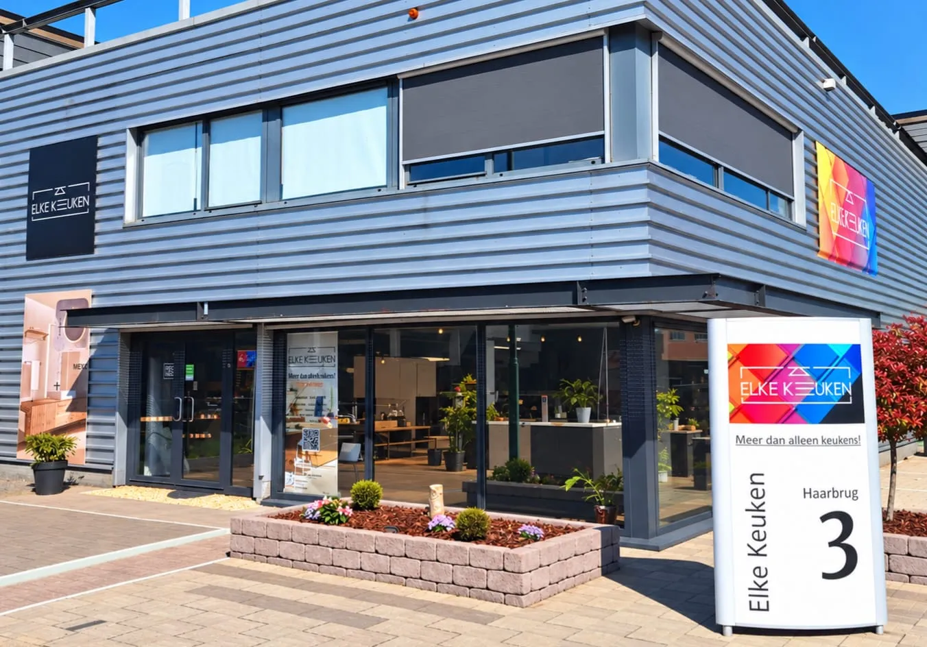 De showroom van Elke Keuken aan de Haarbrug 3 in Bunschoten-Spakenburg.
